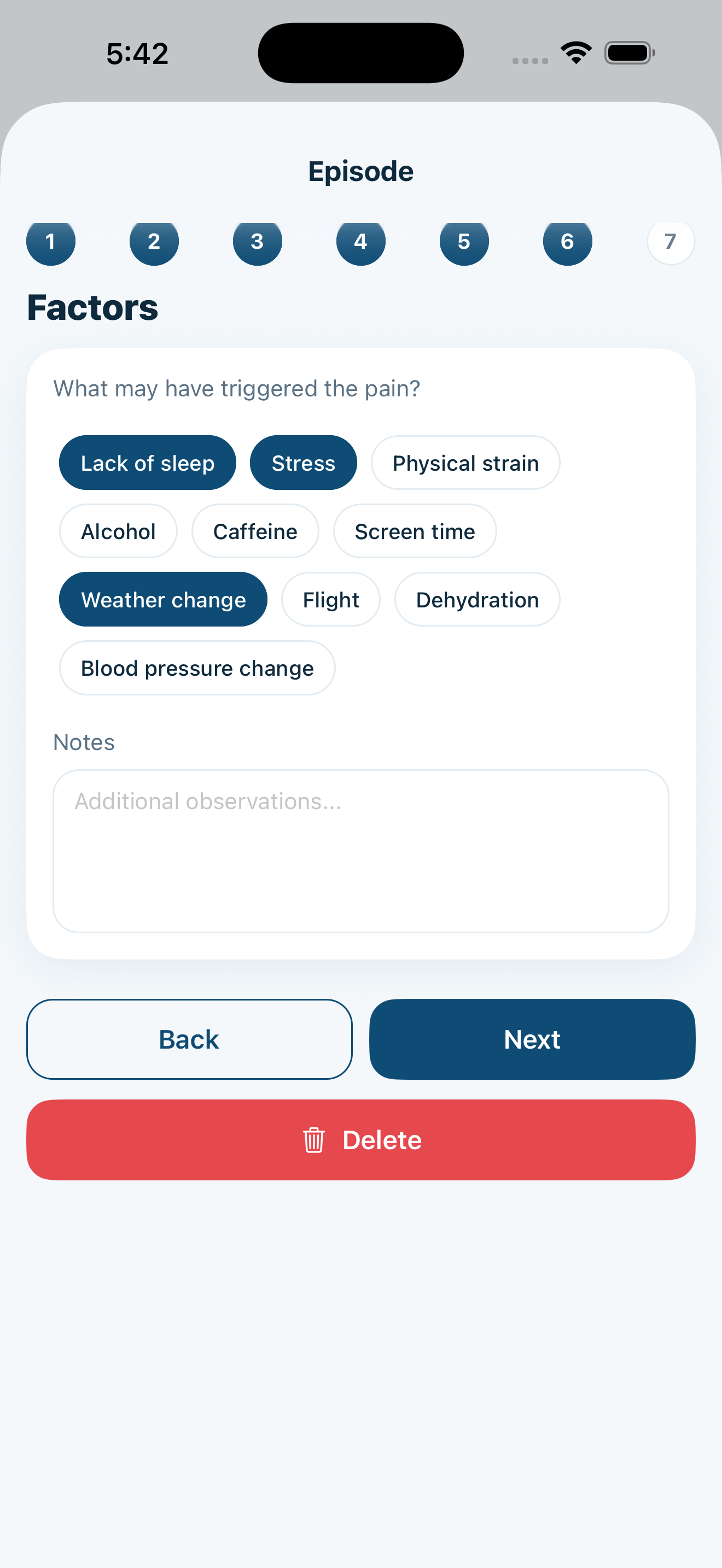 Экран профиля и приватности NeuroWeather
